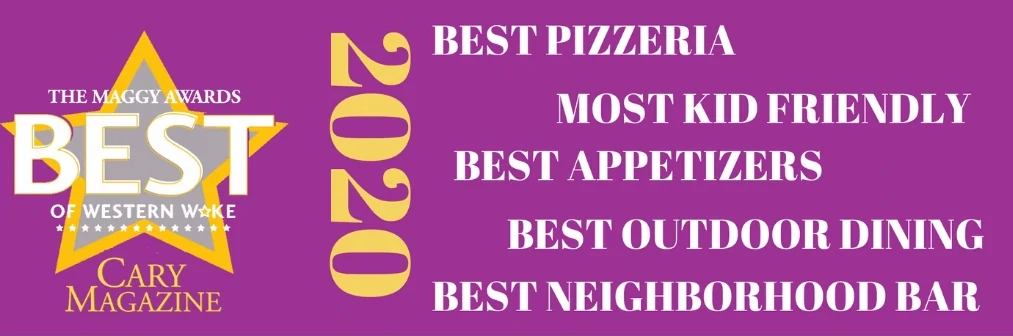 Awards for Ruckus Pizza from Cary Magazine 2020